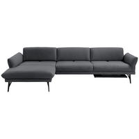 ECKSOFA in Echtleder Dunkelgrau  - Dunkelgrau/Anthrazit, Design, Leder/Metall (173/308cm) - Joop!