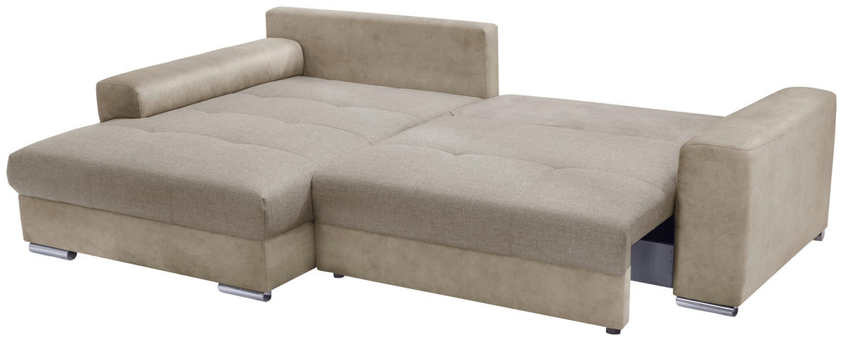 ECKSOFA in Struktur Cappuccino  - Chromfarben/Cappuccino, Design, Textil/Metall (177/269cm) - Livetastic