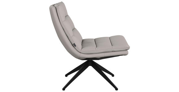 DESIGNSESSEL in Echtleder Hellgrau  - Hellgrau/Schwarz, Design, Leder/Metall (62.5/82/80cm) - Dieter Knoll