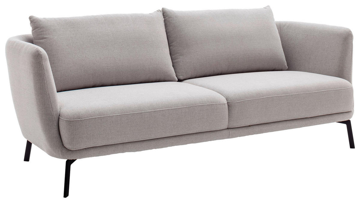 3-SITZER-SOFA in Flachgewebe Platinfarben  - Platinfarben/Schwarz, Design, Textil/Metall (210/71/91cm) - Schöner Wohnen