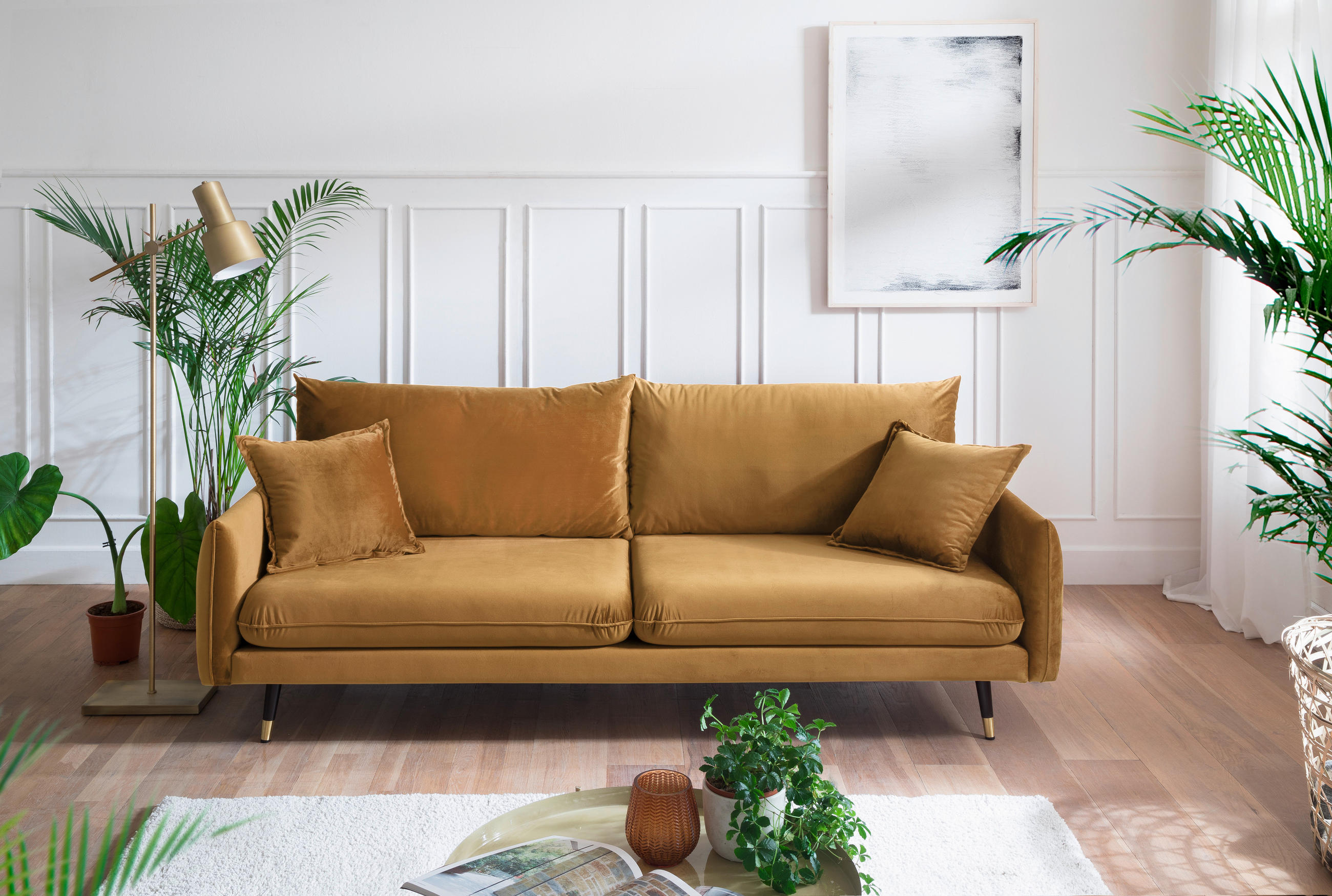 MID.YOU TŘÍMÍSTNÁ POHOVKA, textil, hořčicově žlutá