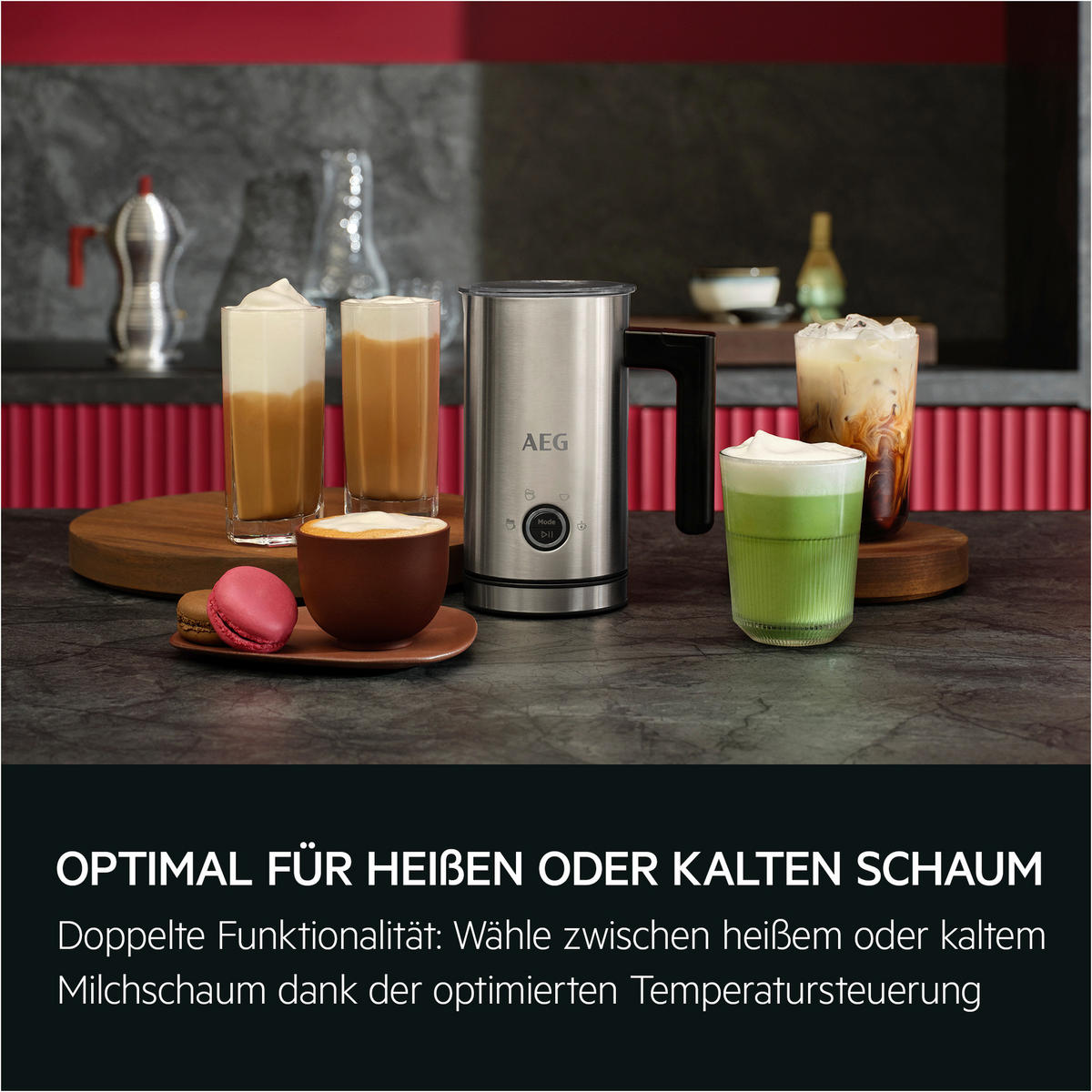 MILCHSCHÄUMER   - Edelstahlfarben, Basics, Metall (16,2/19,4/10,8cm) - AEG