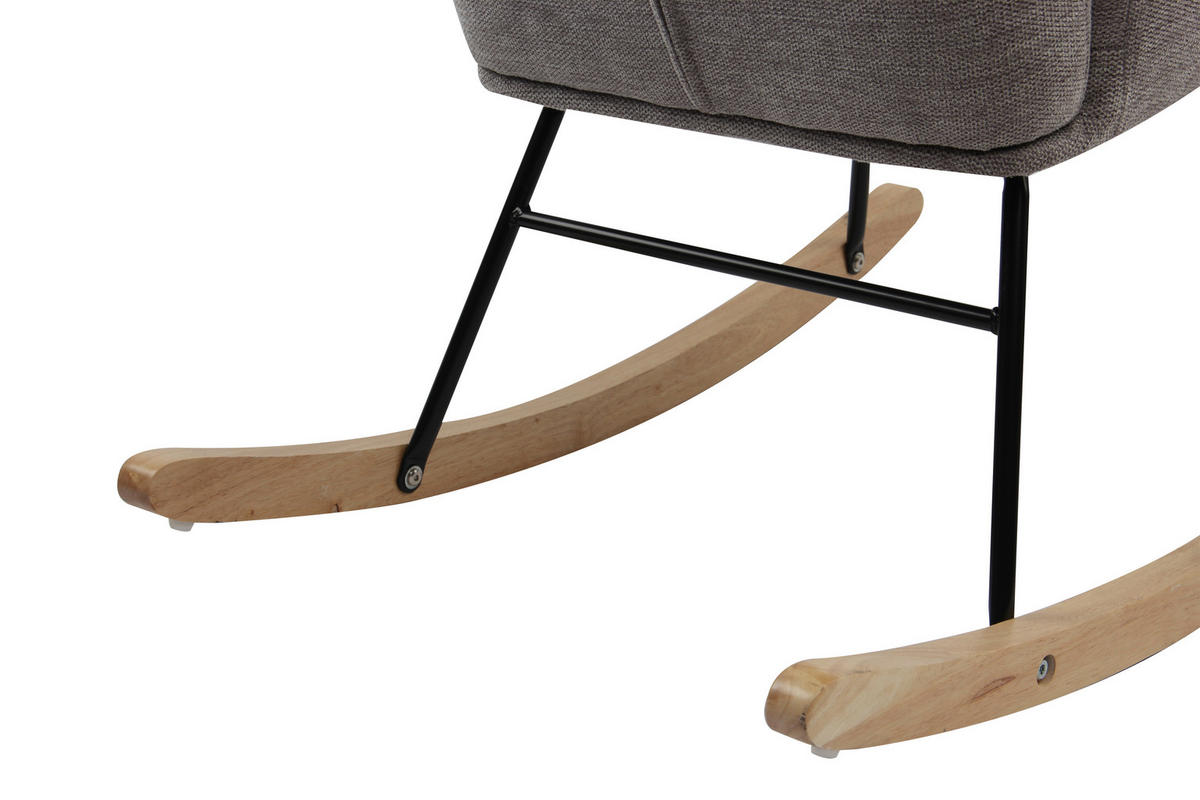 SCHAUKELSTUHL in Webstoff Grau  - Schwarz/Naturfarben, MODERN, Holz/Textil (63/91/52cm) - Livetastic
