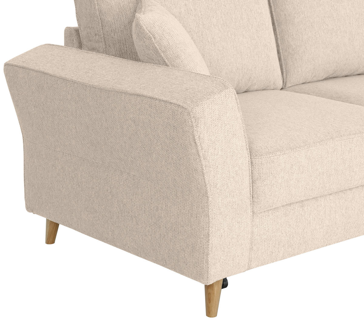 ECKSOFA in Flachgewebe Creme  - Eichefarben/Creme, Konventionell, Holz/Textil (265/159cm) - Carryhome