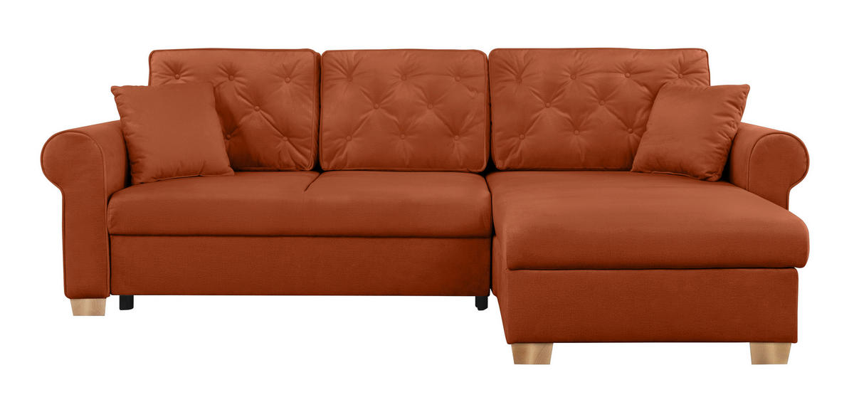 ECKSOFA Arles Terracotta  - Buchefarben/Terracotta, Design, Holz/Textil (266/161cm) - MID.YOU