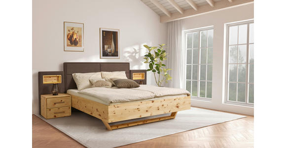 BETT 180/200 cm  in Braun, Zirbelkieferfarben  - Zirbelkieferfarben/Braun, Natur, Holz/Textil (180/200cm) - Valnatura