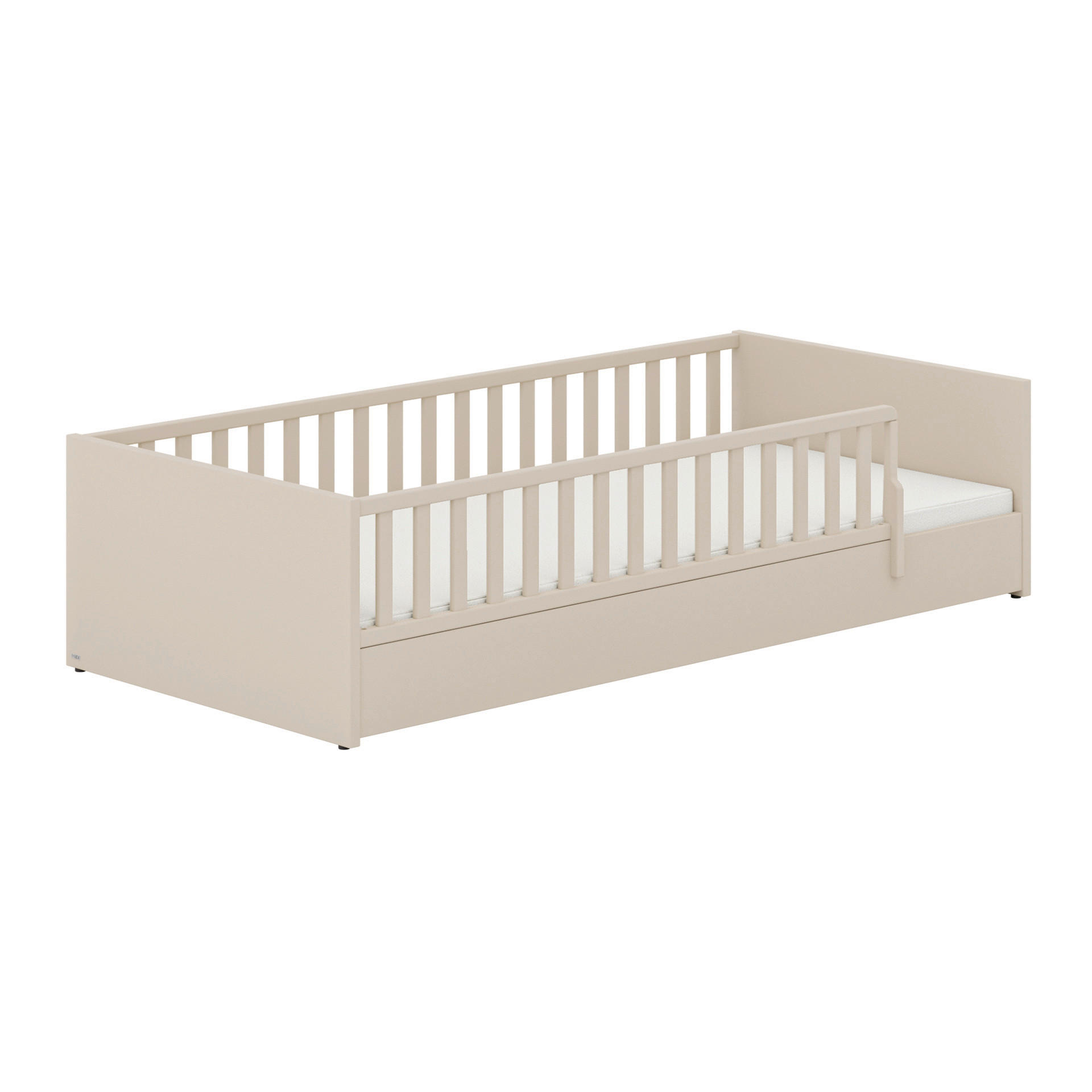 BODENBETT Little Flo, 90/200 cm,  in Beige  - Beige/Schwarz, KONVENTIONELL (205,6/97,6/50,8cm) - Paidi