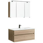 BADEZIMMER 3-teilig  in 102 cm  - Eiche dunkel/Weiß, Design, Glas/Keramik (102cm) - Novel