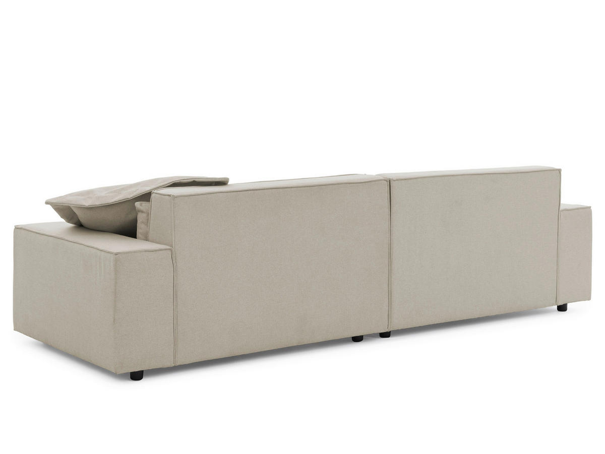 ECKSOFA Curduroy in Webstoff Ecru Rückenkissen  251/142 cm  - Ecru/Schwarz, Design, Kunststoff/Textil (251/142cm) - P & B