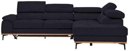 ECKSOFA in Webstoff Schwarz  - Schwarz, Natur, Holz/Textil (282/226cm) - Novel