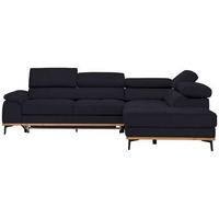 ECKSOFA in Webstoff Schwarz  - Schwarz, Natur, Holz/Textil (282/226cm) - Novel