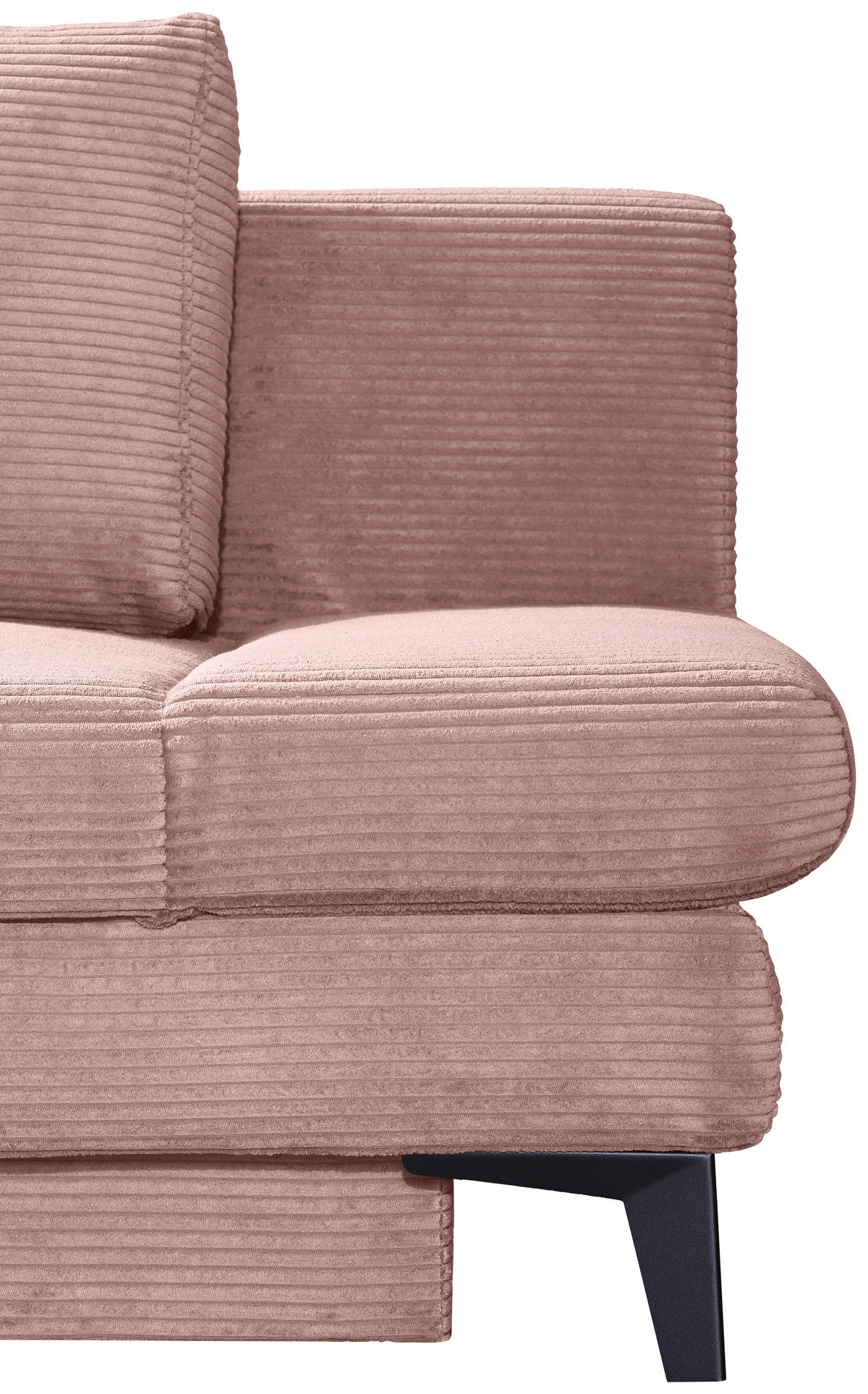 SCHLAFSOFA Cord Altrosa  inkl. Bettkasten, Schlaffunktion, Armteilverstellung  - Schwarz/Altrosa, Design, Textil/Metall (200/85/90cm) - Novel
