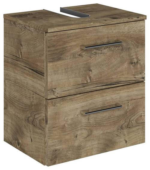 WASCHBECKENUNTERSCHRANK 45/49,8/33,3 cm  - Eiche dunkel/Chromfarben, KONVENTIONELL, Holzwerkstoff/Metall (45/49,8/33,3cm) - Sadena