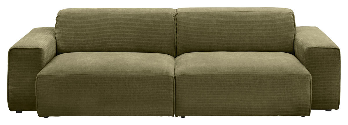 BIGSOFA in Chenille Olivgrün  - Schwarz/Olivgrün, Design, Kunststoff/Textil (238/71/101cm) - Pure Home Lifestyle