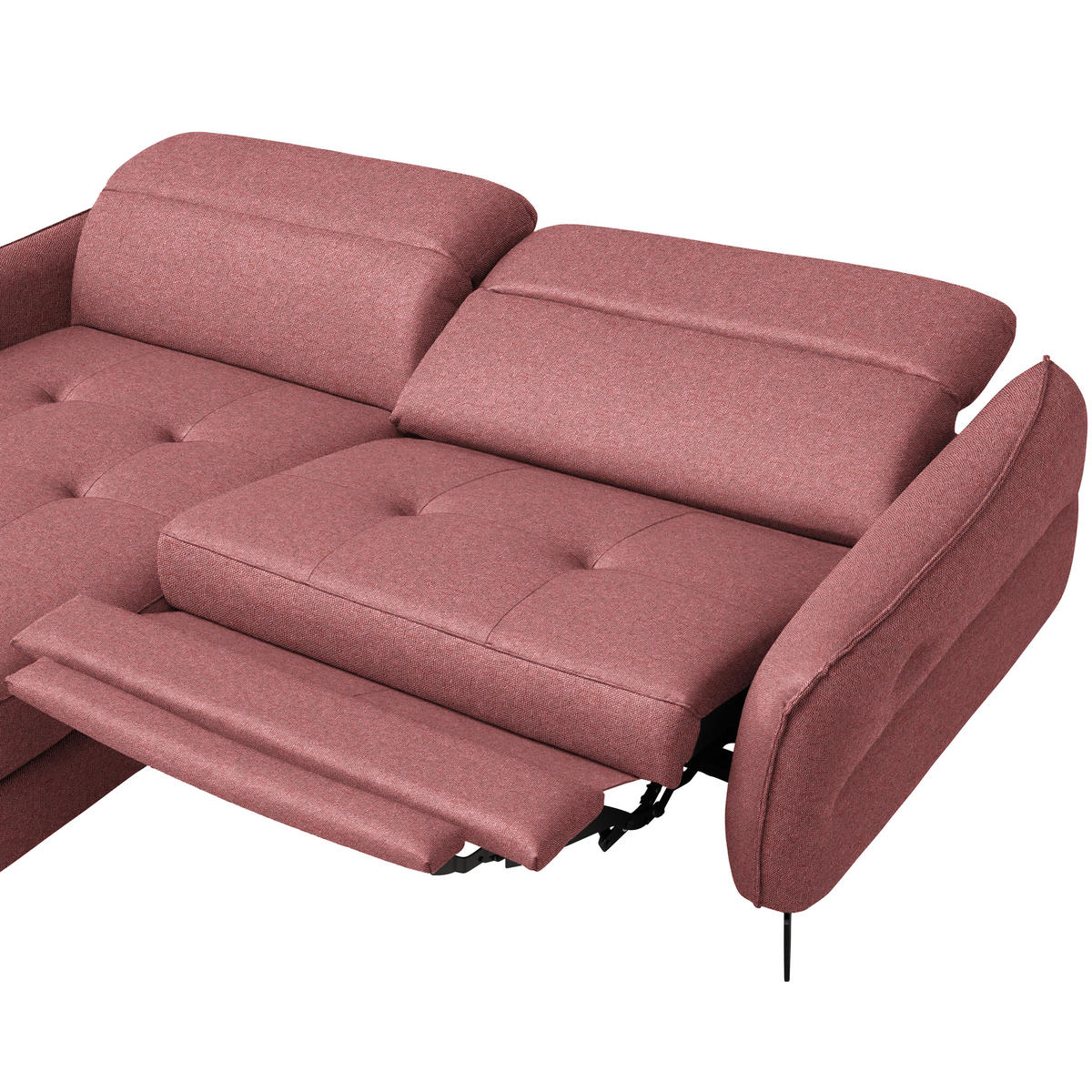 ECKSOFA MANTA in Flachgewebe Koralle  175/246 cm  - Koralle/Schwarz, Design, Textil/Metall (175/246cm) - Celina