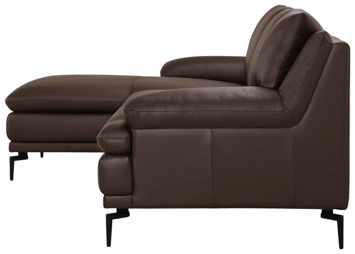 ECKSOFA Braun Echtleder  - Schwarz/Braun, Design, Leder (158/248cm) - MID.YOU