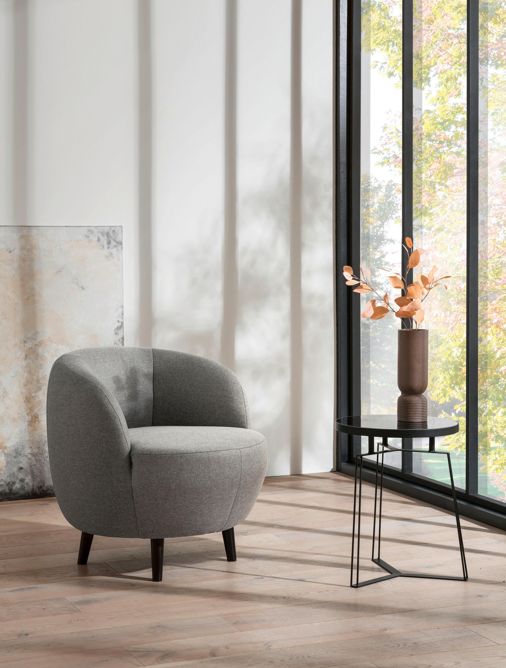 SESSEL Webstoff Graubraun    - Graubraun/Schwarz, Design, Holz/Textil (72/72/76cm) - LOOKS by W.Joop