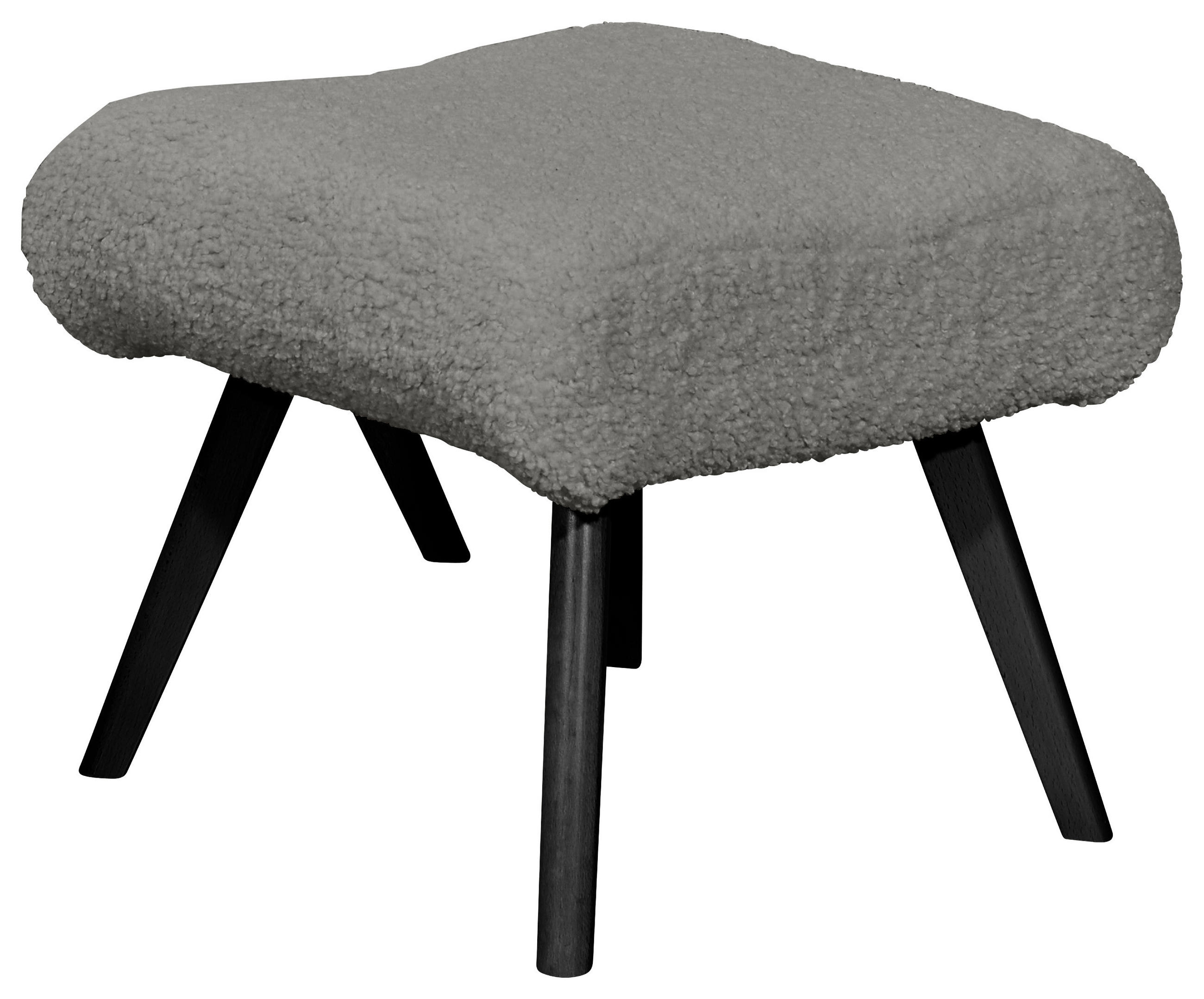 HOCKER Teddystoff Grau, Schwarz  - Schwarz/Grau, Design, Holz/Textil (52/46/57cm) - MID.YOU