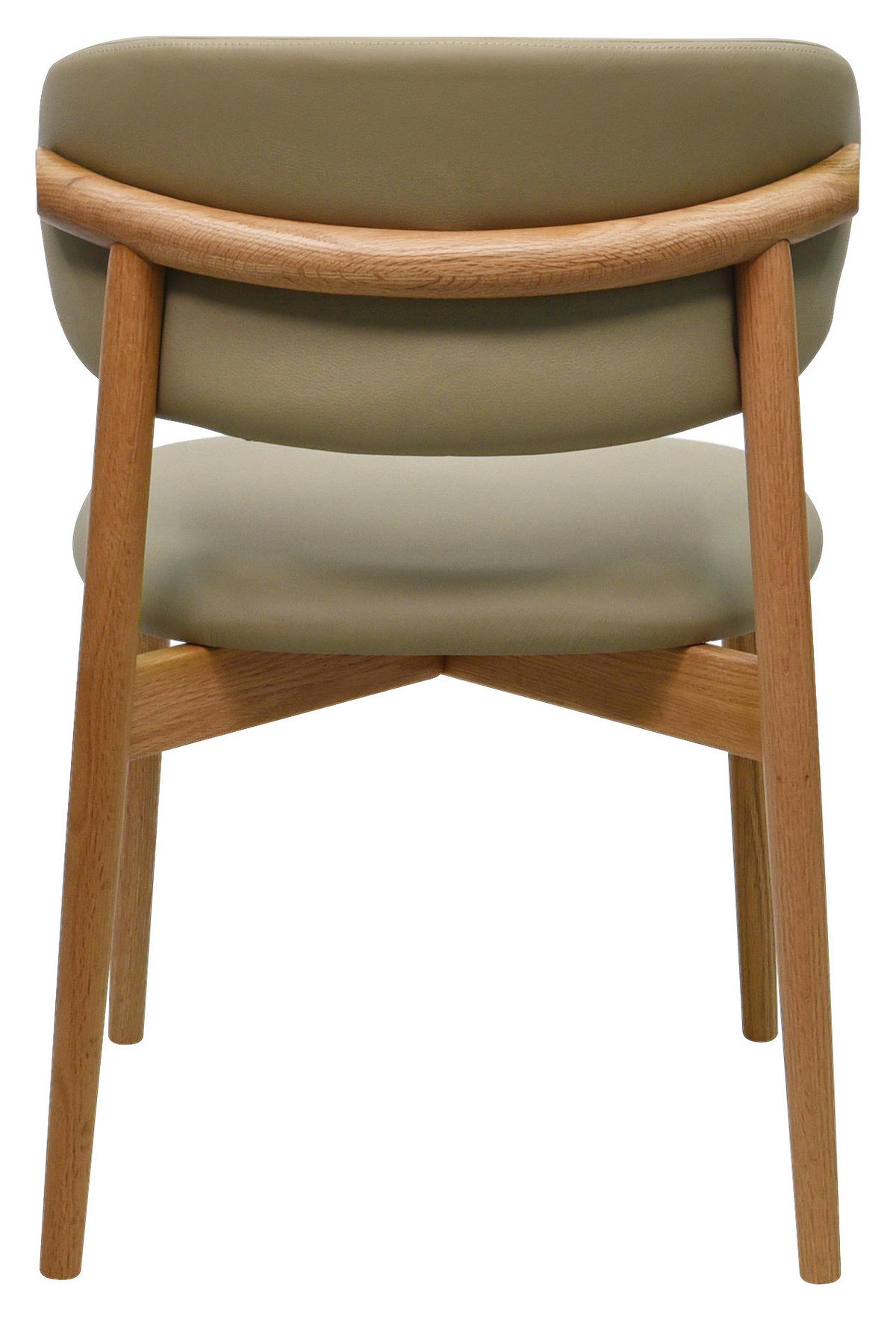 STUHL Echtleder Beigebraun Eiche vollmassiv  - Eichefarben/Beigebraun, MODERN, Leder/Holz (55/80/60cm) - Livetastic