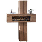 REGALELEMENT Schwarz, Wildeiche  140/203/42 cm  - Wildeiche/Schwarz, Natur, Glas/Holz (140/203/42cm) - Linea Natura