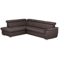 WOHNLANDSCHAFT  in Kombination Echtleder/Lederlook Dunkelbraun  - Dunkelbraun, Leder/Metall (211/262cm) - Celina Home