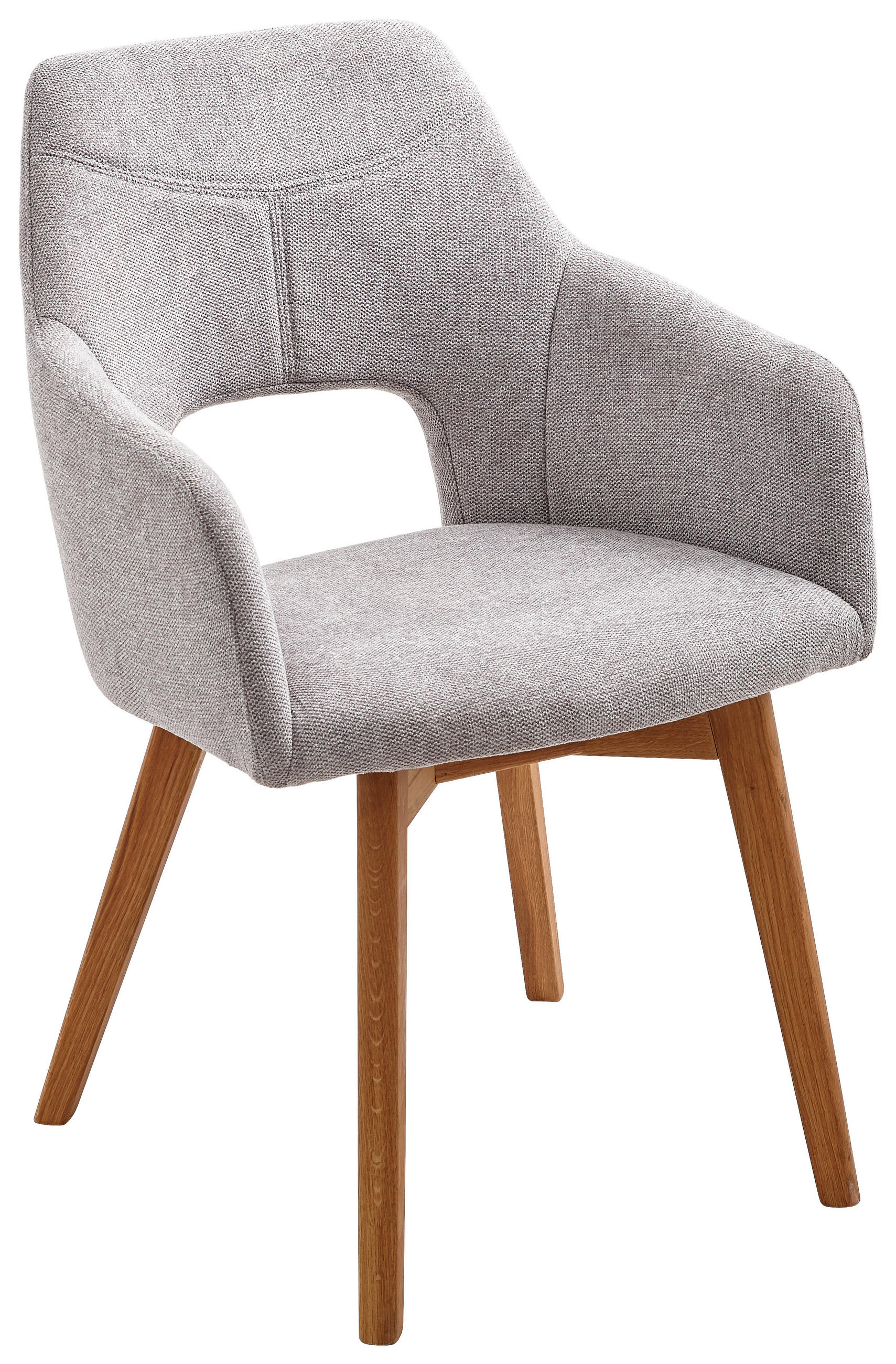 ARMLEHNSTUHL  Stoffauswahl, Sitzfläche 180° drehbar, automatische Rückholfunktion Webstoff  Grau, Eichefarben  - Eichefarben/Grau, Design, Holz/Textil (57/84/57cm) - Voleo