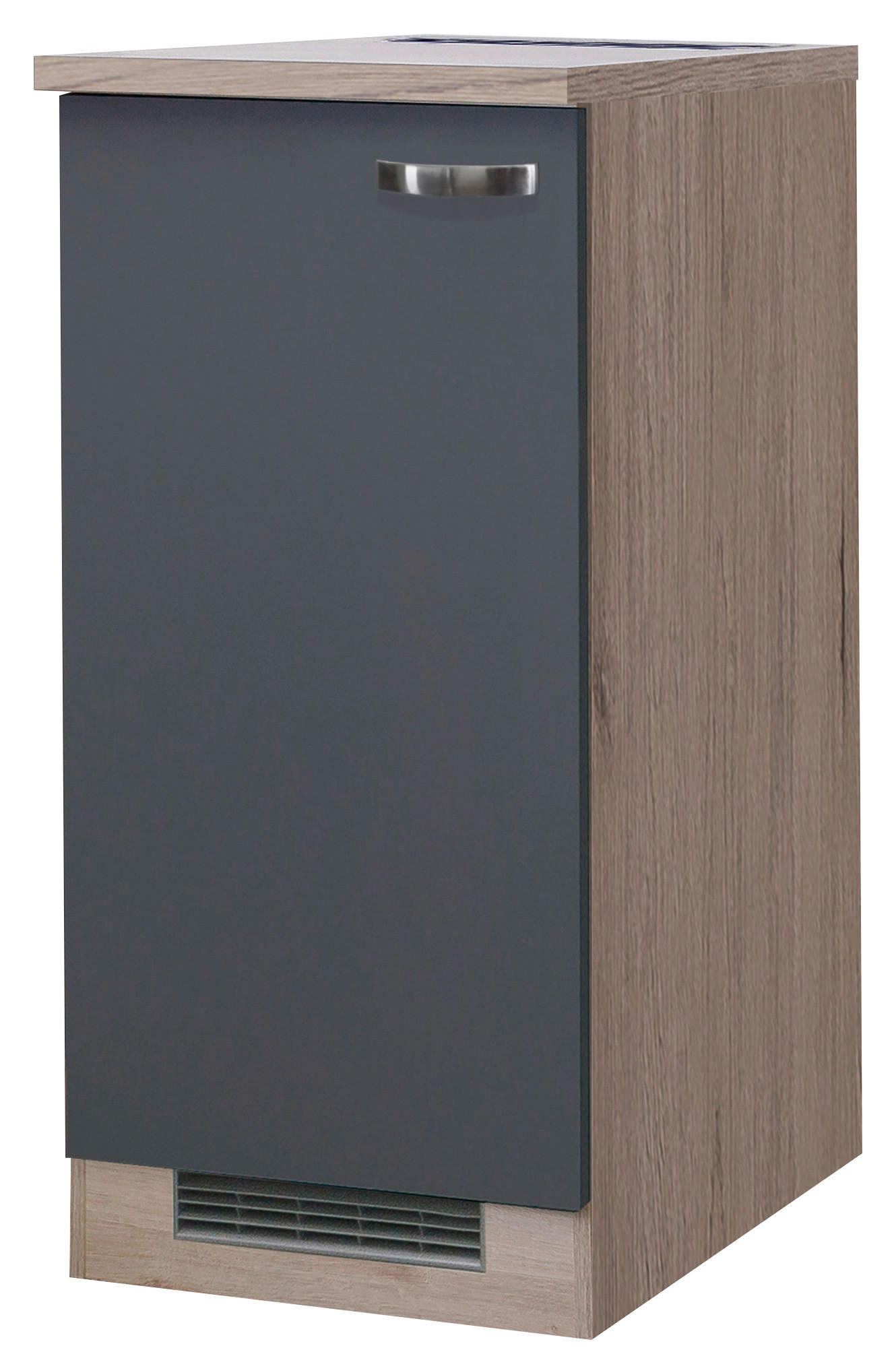 GERÄTEUMBAUSCHRANK 60/126/60 cm in Dunkelgrau, Eiche San Remo - Edelstahlfarben/Dunkelgrau, KONVENTIONELL, Holzwerkstoff/Metall (60/126/60cm) - FlexWell