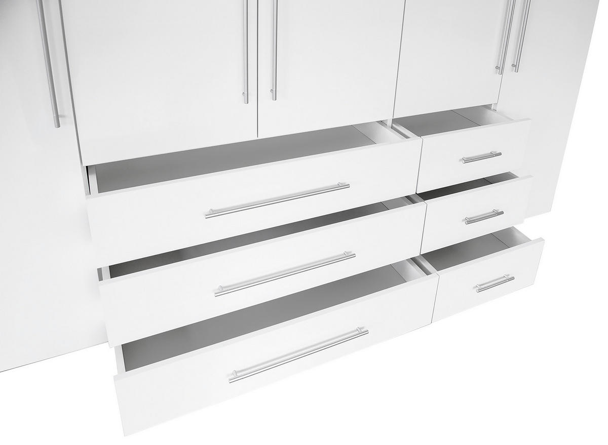 GARDEROB MED GÅNGJÄRN 244/218,6/59,4 cm 5-dörrar - vit/aluminiumfärg, Klassisk, metall/trämaterial (244/218,6/59,4cm) - Best Price
