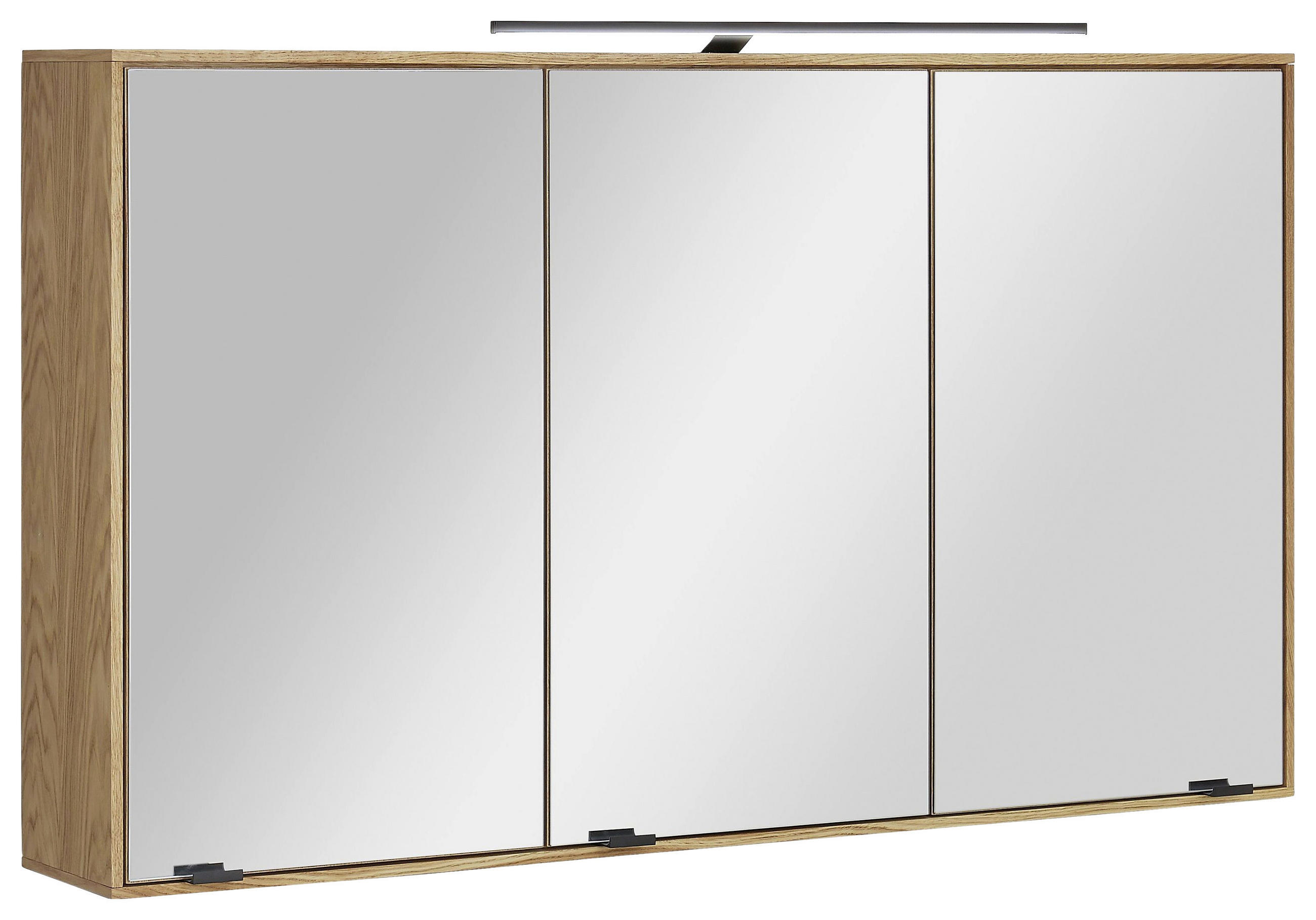 DULAP CU OGLINDĂ 120/70/20 cm  - culoare lemn stejar/negru, Konventionell, sticlă/metal (120/70/20cm) - Linea Natura