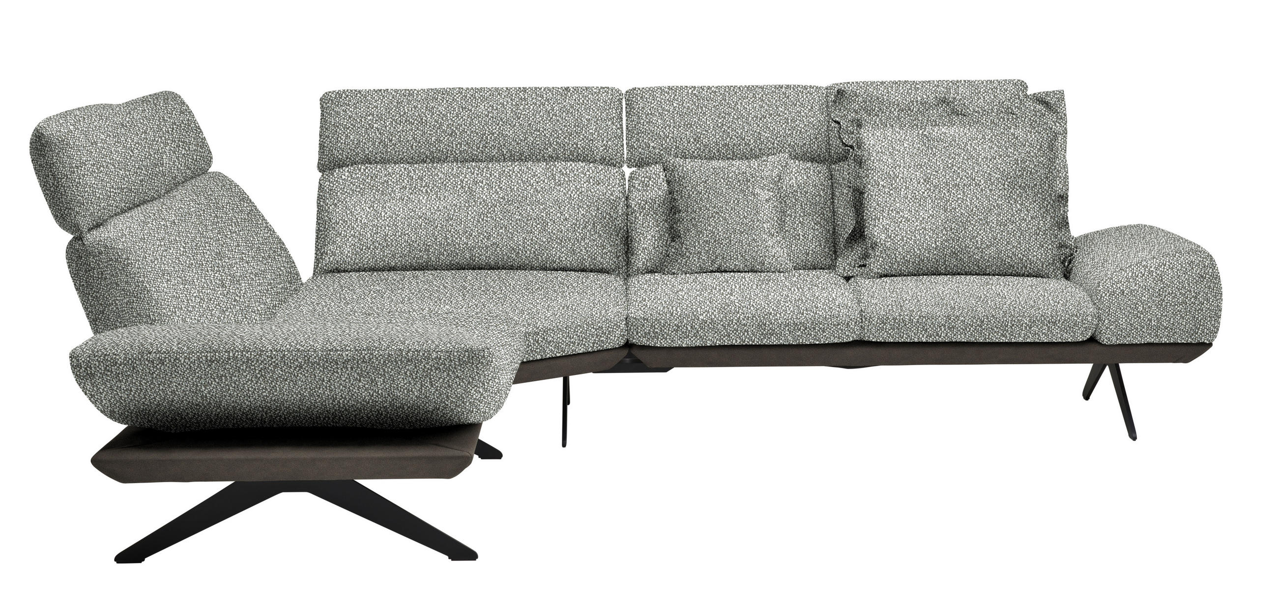 ECKSOFA in Flachgewebe Grau  - Dunkelgrau/Schwarz, Design, Textil/Metall (239/270cm) - Koinor