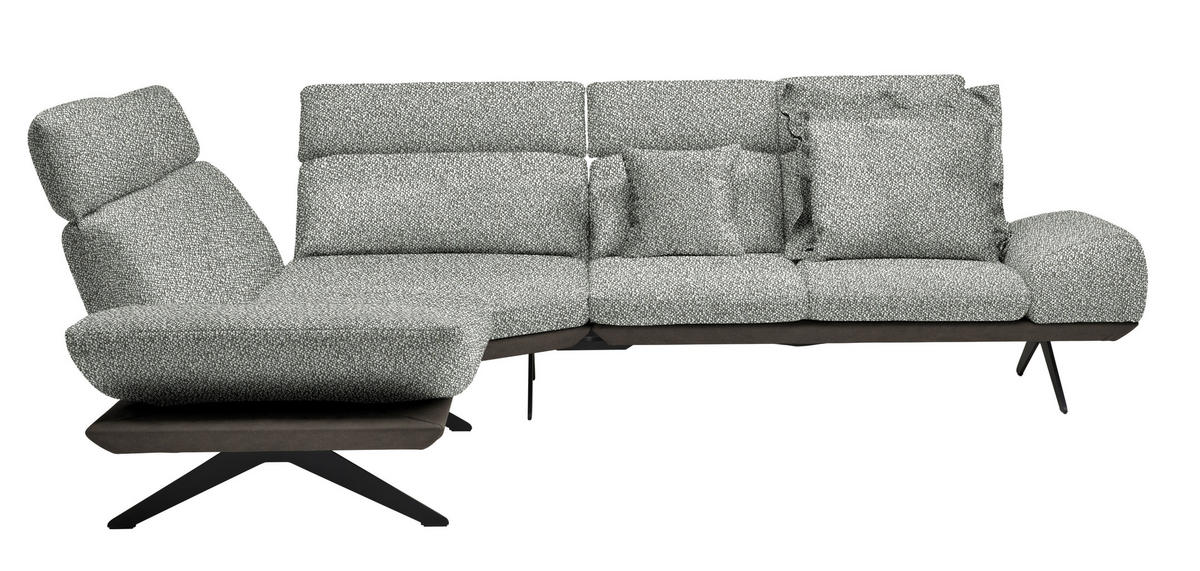ECKSOFA in Flachgewebe Grau  239/270 cm  - Dunkelgrau/Schwarz, Design, Textil/Metall (239/270cm) - Koinor