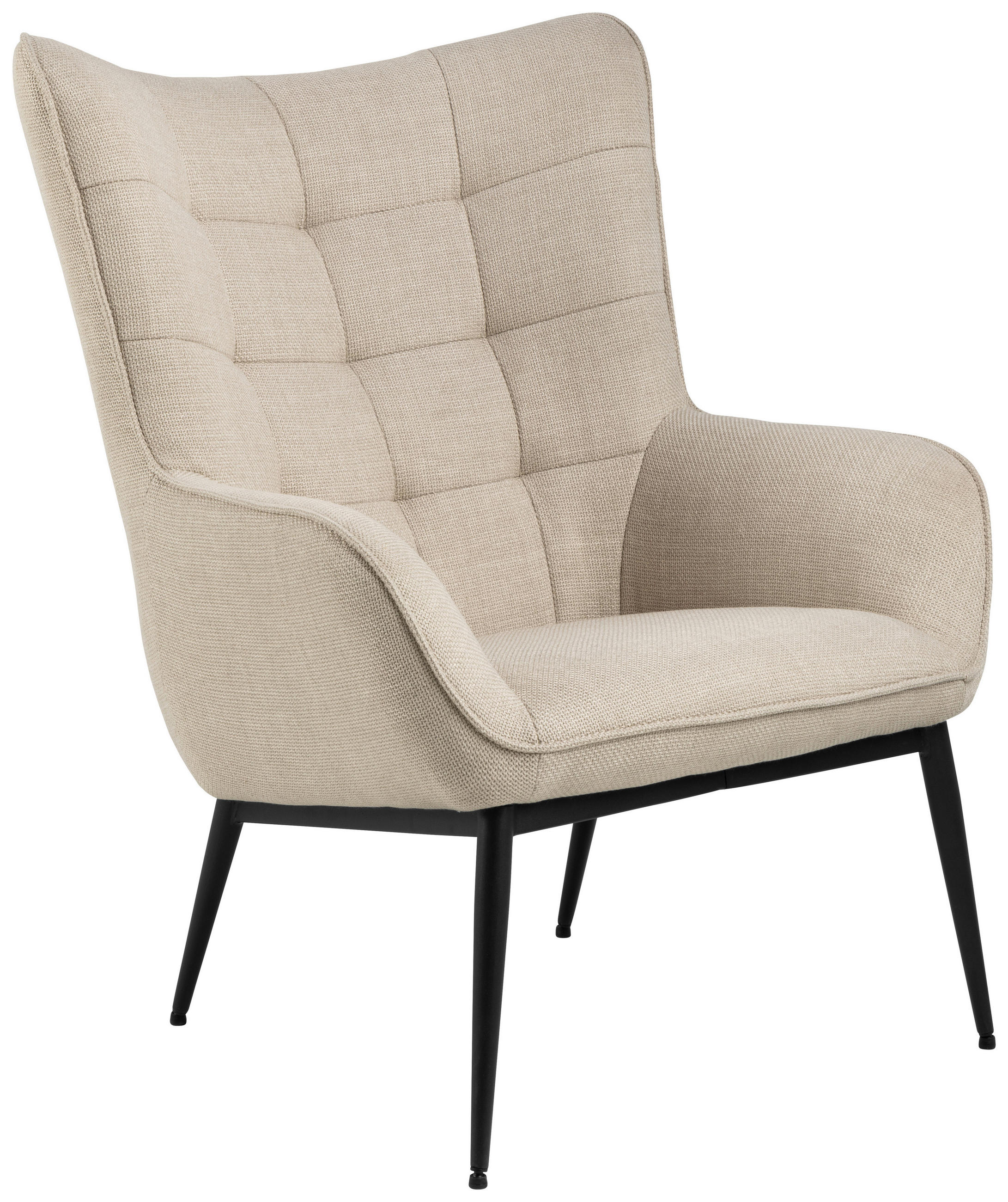 OHRENSESSEL Flachgewebe Beige  - Beige/Schwarz, Design, Textil/Metall (76,5/99/89,5cm) - MID.YOU