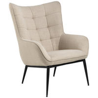OHRENSESSEL in Flachgewebe Beige  - Beige/Schwarz, Design, Textil/Metall (76,5/99/89,5cm) - MID.YOU