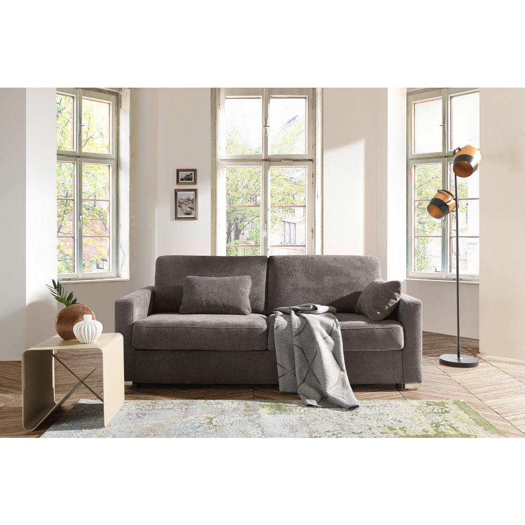 Thumbnail - Novel Schlafsofa, Dunkelgrau, Textil, Uni, 2-Sitzer, 208x86x97 cm, Stoffauswahl, Schlafen auf Sitzhöhe, Rücken echt, Kin...