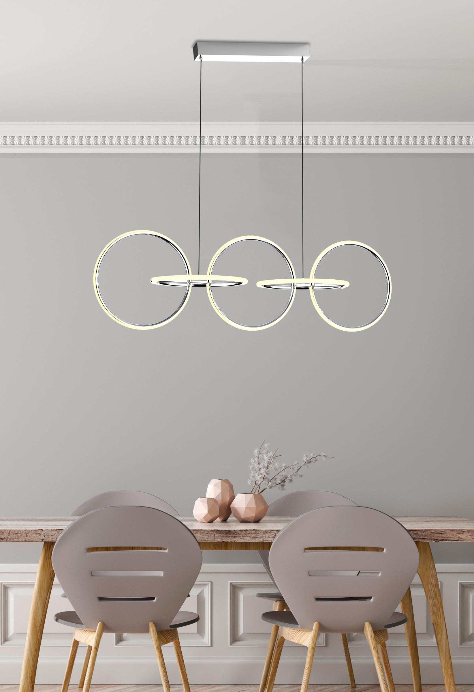 LED-PENDELLAMPA Kos 114/35/120 cm  - kromfärg, Design, metall (114/35/120cm)