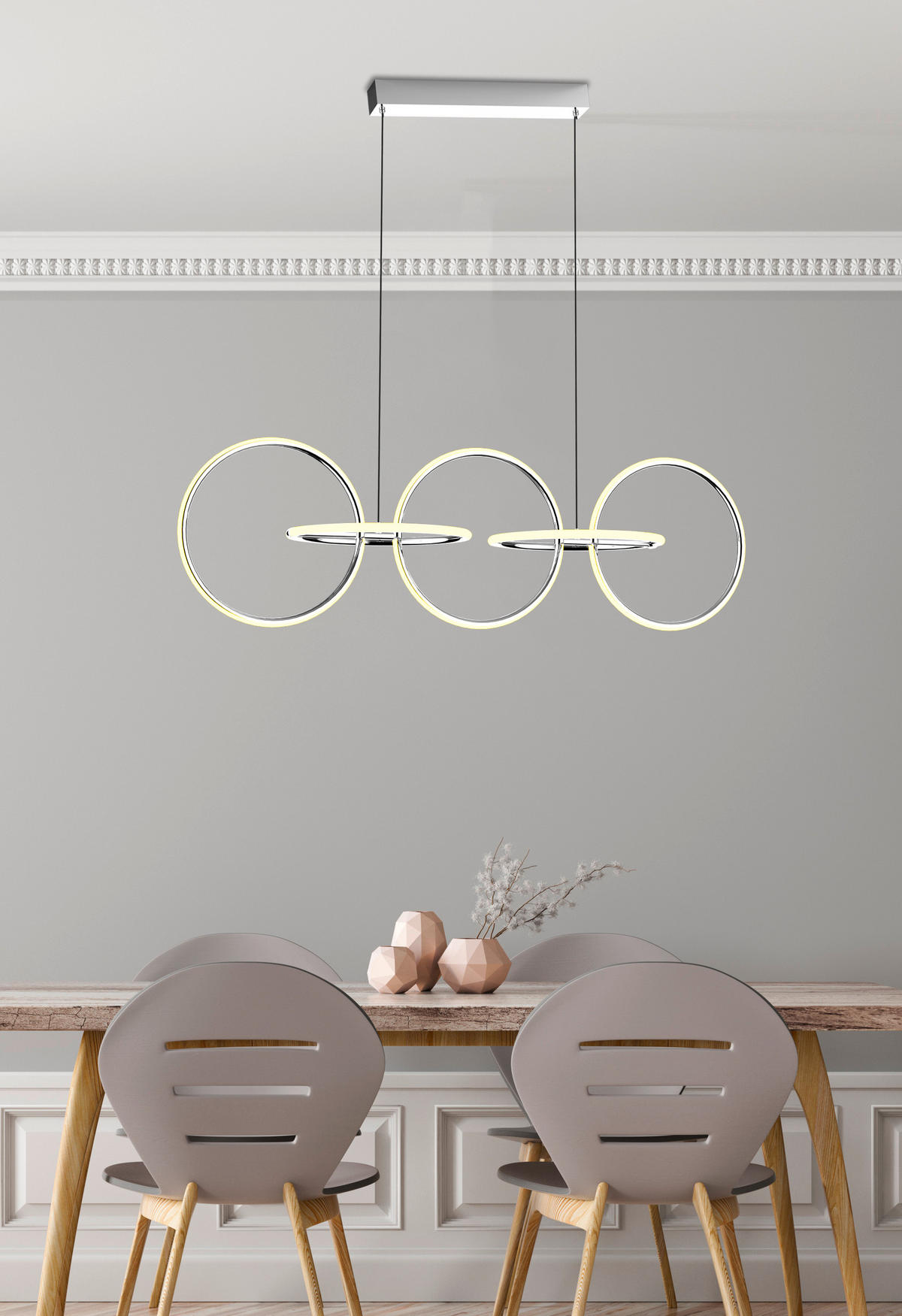 LED-PENDELLEUCHTE 114/35/120 cm  - Chromfarben, Design, Metall (114/35/120cm)