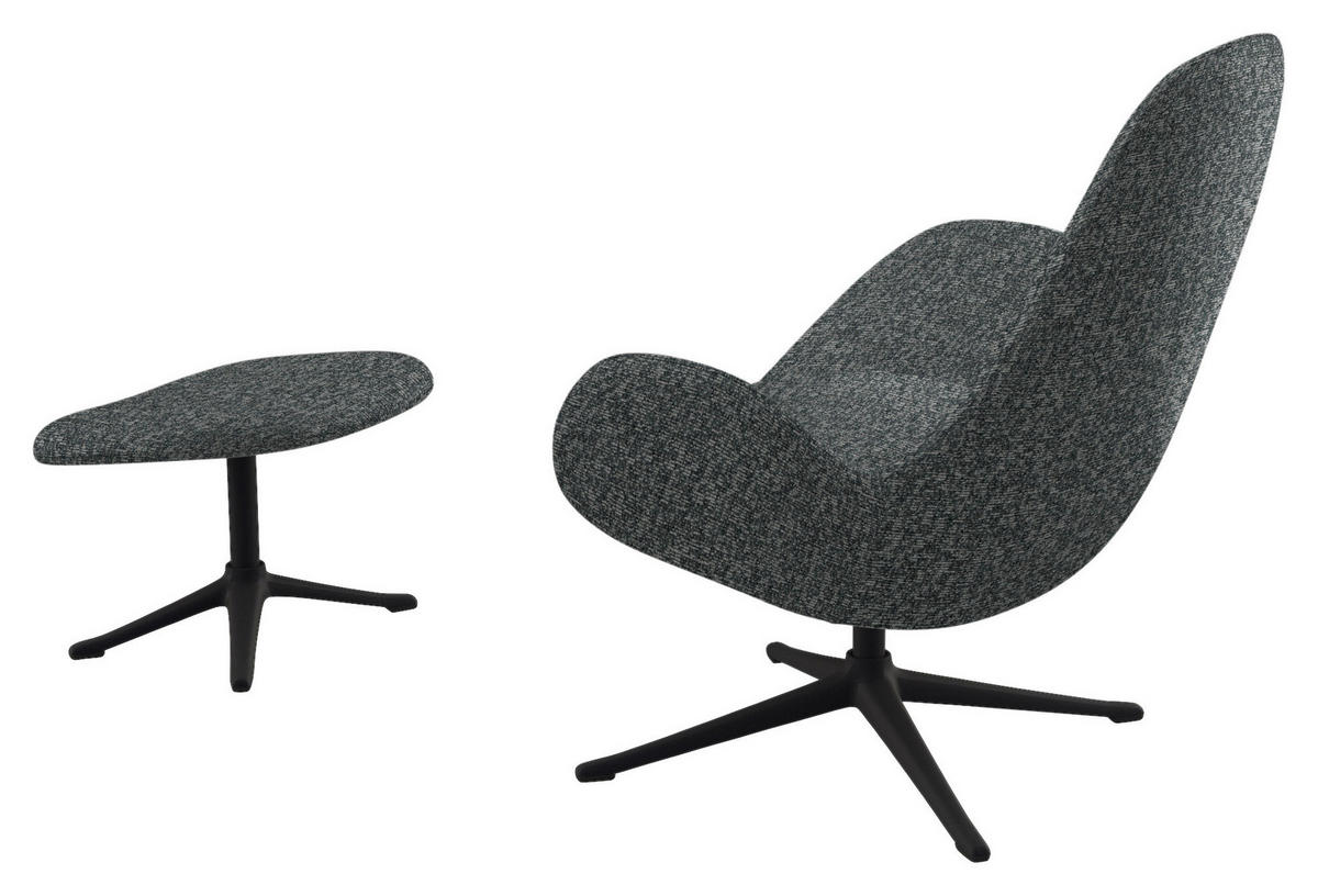 SESSEL in Chenille Graphitfarben  - Schwarz/Graphitfarben, Design, Textil/Metall (88/89/80cm) - home24