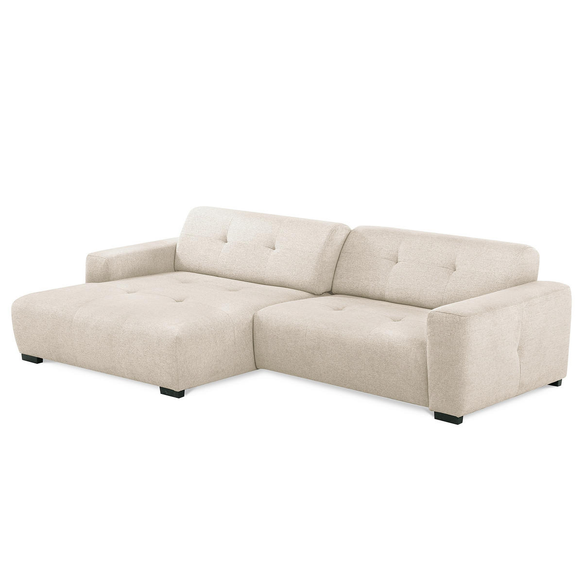 ECKSOFA AUSTIN Beige Flachgewebe Sitztiefenverstellung  - Beige/Schwarz, Design, Kunststoff/Textil (169/286cm) - Livetastic