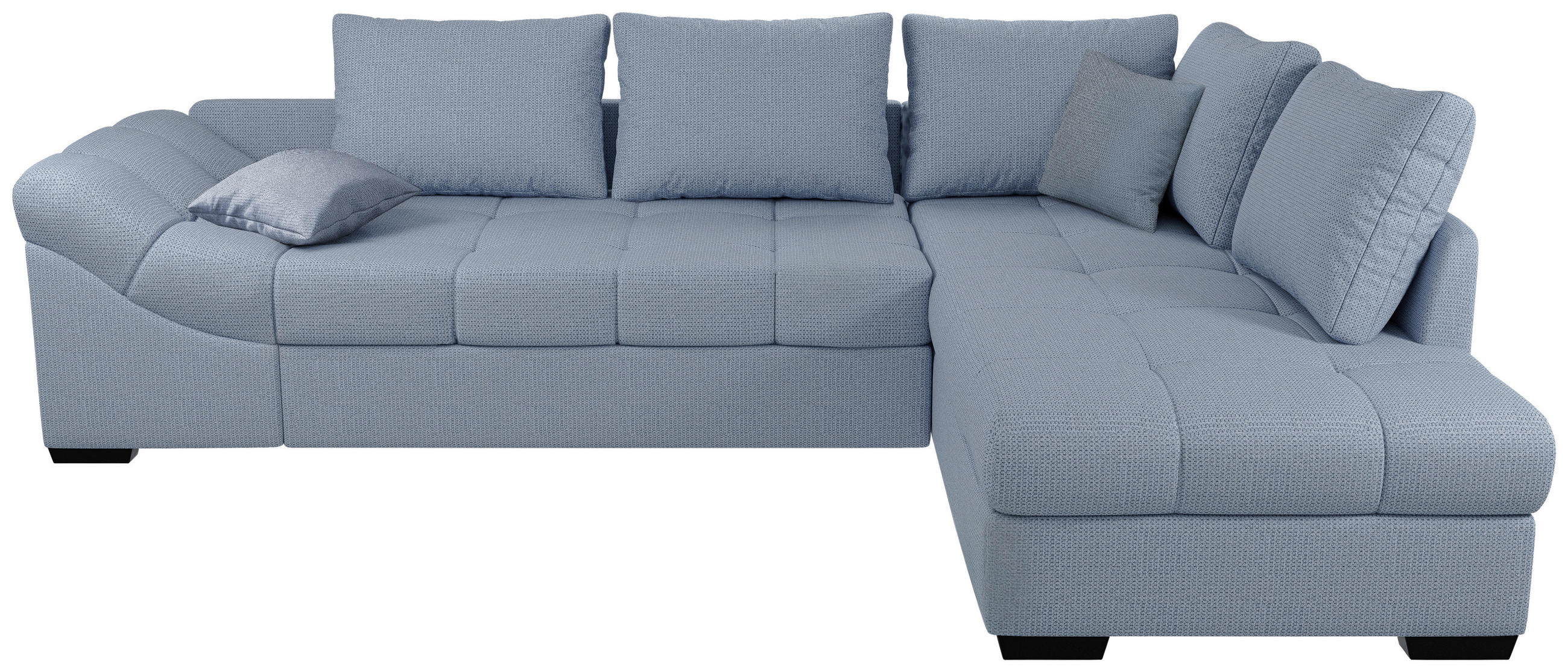 ECKSCHLAFSOFA Hellblau Chenille  - Schwarz/Hellblau, MODERN, Holz/Textil (298/202cm) - MID.YOU