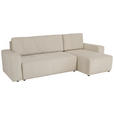 ECKSCHLAFSOFA  mit Cord Creme  - Creme/Schwarz, KONVENTIONELL, Textil (248/146cm) - Xora