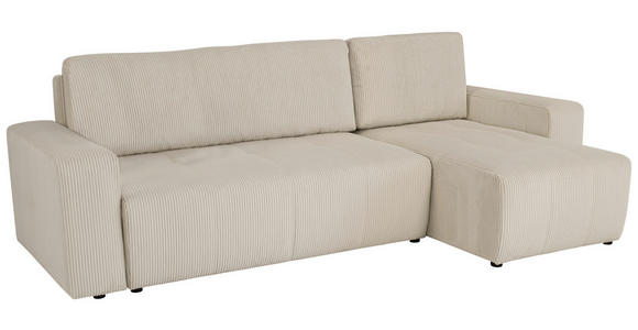 ECKSCHLAFSOFA  mit Cord Creme  - Creme/Schwarz, KONVENTIONELL, Textil (248/146cm) - Xora