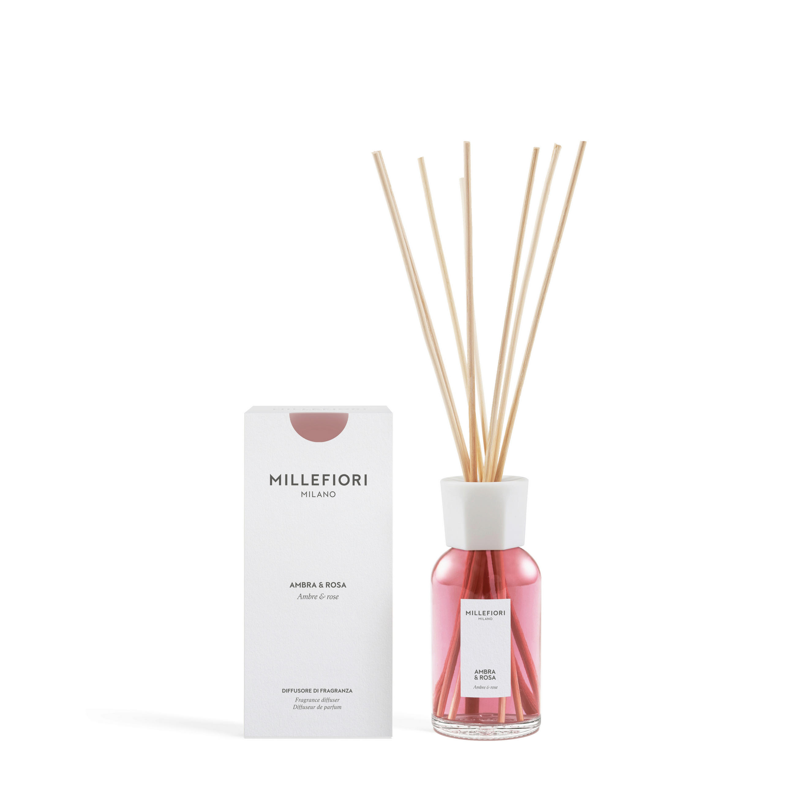 ARÓMA DIFUZÉR  - pink, Basics, sklo (8.8/8.8/18.7cm) - Millefiori Milano