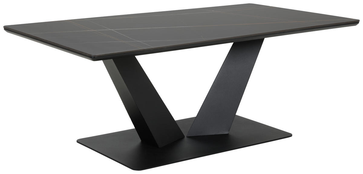 COUCHTISCH 110/60/42 cm rechteckig Schwarz  - Schwarz, Design, Keramik/Metall (110/60/42cm) - Stylife