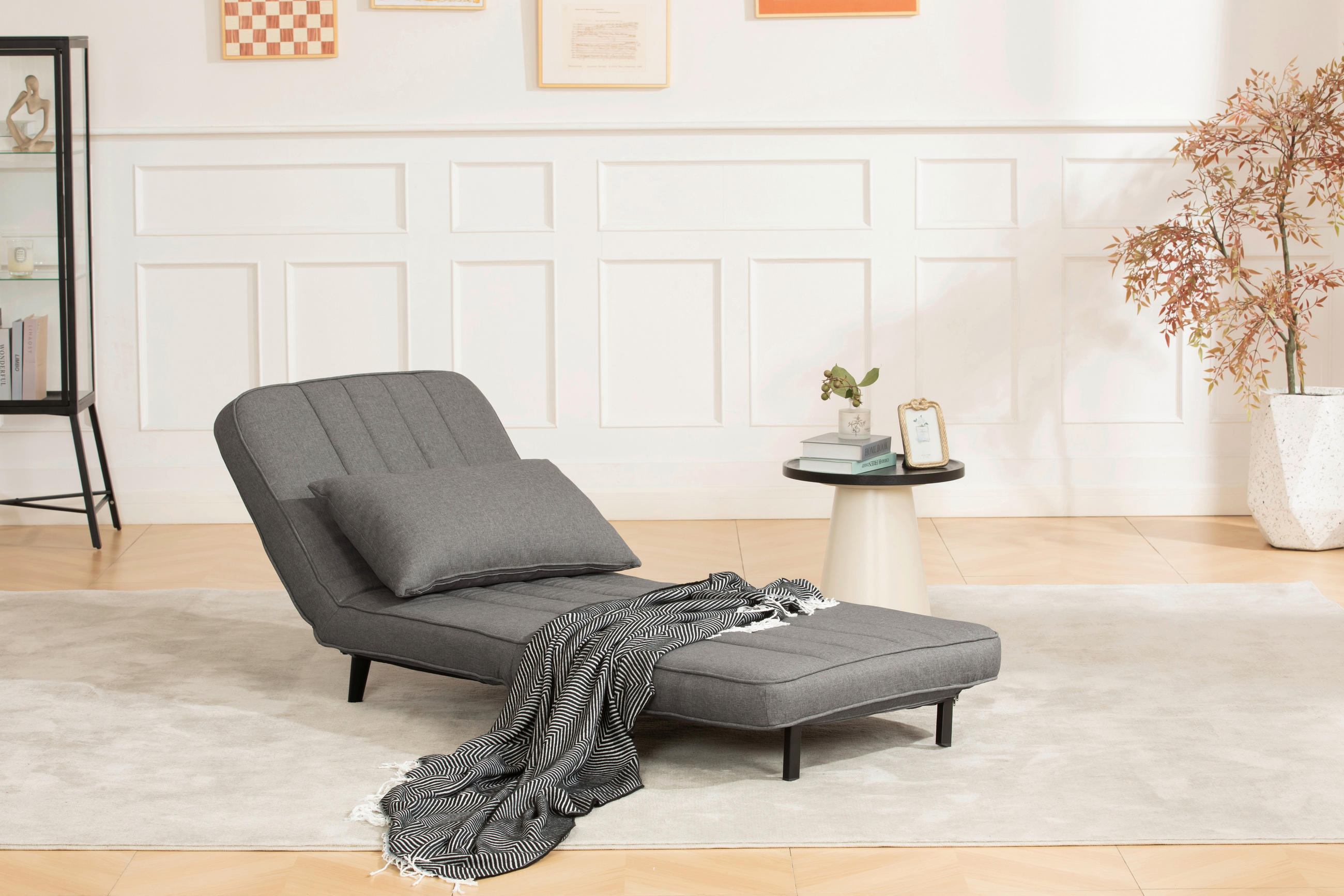 SCHLAFSESSEL Samt Grau    - Schwarz/Grau, MODERN, Textil/Metall (79/82/82cm) - MID.YOU