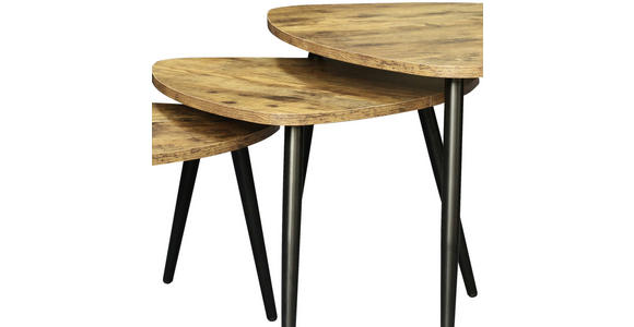 Couchtisch Holz 3er Set Rocky Naturfarben/ Schwarz - Schwarz/Naturfarben, MODERN, Holzwerkstoff/Metall (62/48/34,5/41/35/30cm) - Luca Bessoni