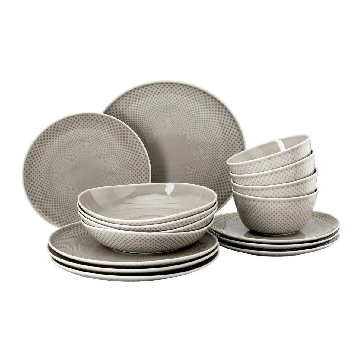 KOMBISERVICE Grau Junto 16-teilig 4 Personen  - Grau, Basics, Keramik (32/31,7/28,1cm) - Rosenthal