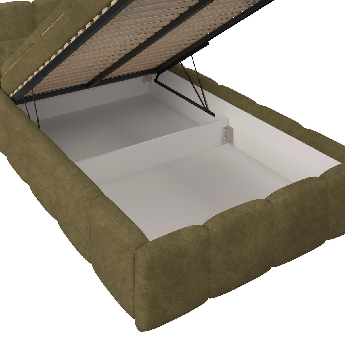 POLSTERBETT 120/200 cm,  in Grün, Matratze, Bettkasten, H3 = fest  - Schwarz/Weiß, Trend, Kunststoff/Textil (120/200cm)