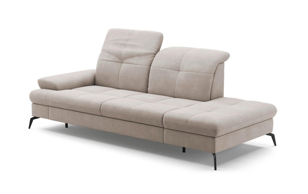 RÉCAMIERE in Flachgewebe Greige  - Greige/Schwarz, Konventionell, Textil/Metall (231/90/122cm) - Sit & More