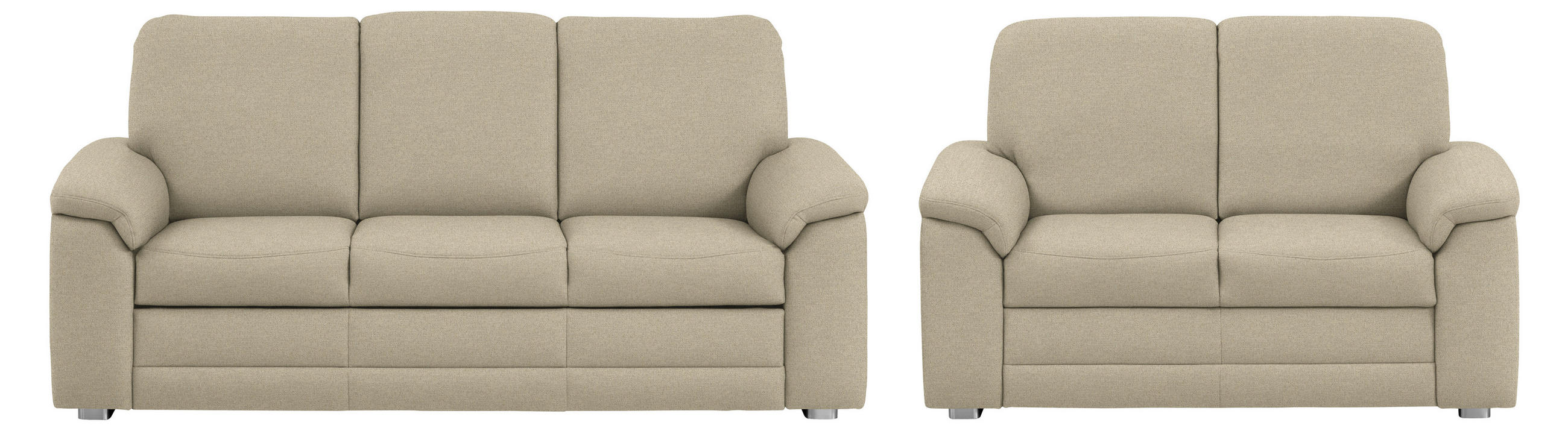 SITZGARNITUR Chenille Sandfarben  - Sandfarben/Alufarben, Konventionell, Textil/Metall (208/156/96/89cm) - Beldomo Comfort