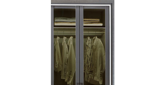 DREHTÜRENSCHRANK 300/216/58 cm 6-türig Graphitfarben - Schwarz/Graphitfarben, Design, Glas/Holzwerkstoff (300/216/58cm) - Novel